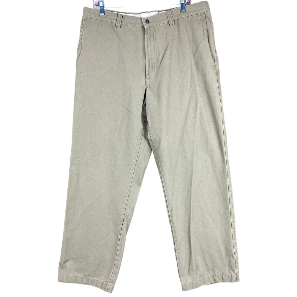 Columbia Mens Pants Tan Utility Straight Leg Zip Pocket 100% Cotton 36x30